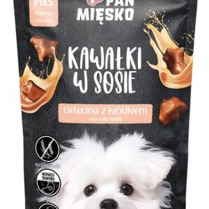 Pan Mięsko Karma mokra dla psa - cielęcina z królikiem kawałki w sosie saszetka 150g
