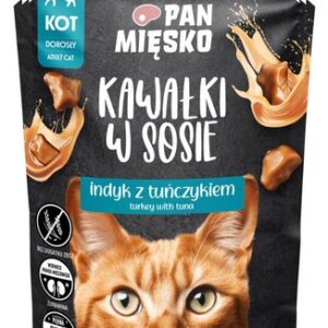 Pan Mięsko Karma mokra dla kota - indyk i tuńczyk kawałki w sosie saszetka 85g