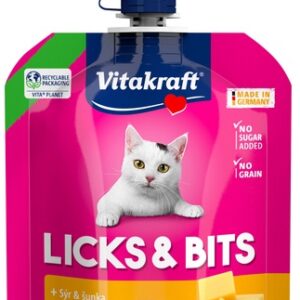 Vitakraft Cat Licks & Bits - Ser i szynka 60g