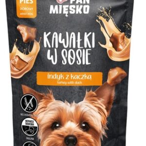 Pan Mięsko Karma mokra dla psa - indyk z kaczką kawałki w sosie saszetka 150g
