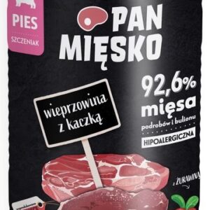 Pan Mięsko Karma mokra dla szczeniąt Wieprzowina z kaczką puszka 400g