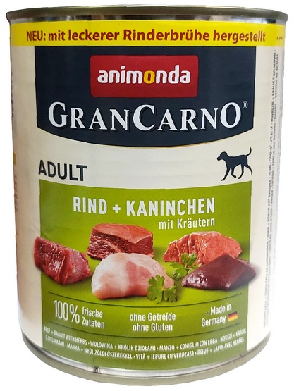 Animonda GranCarno Original Adult Rind Kaninchen Krautern Wołowina + Królik z Ziołami puszka 800g - Image 2