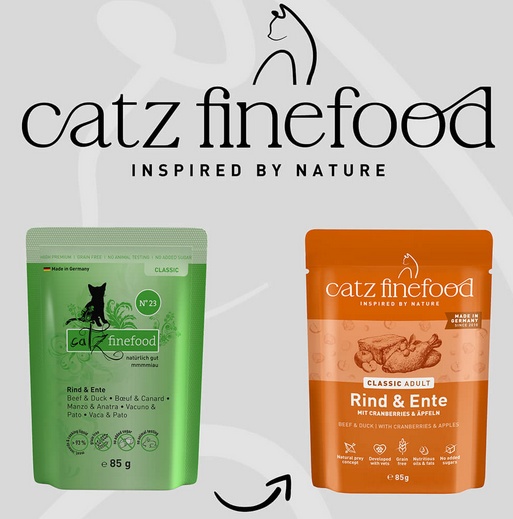 Catz Finefood Classic N.23 Wołowina i Kaczka saszetka 85g - Image 3