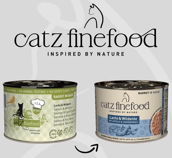 Catz Finefood Ragout in Sauce Łosoś i Dzika Kaczka (N.605) puszka 190g - Image 3