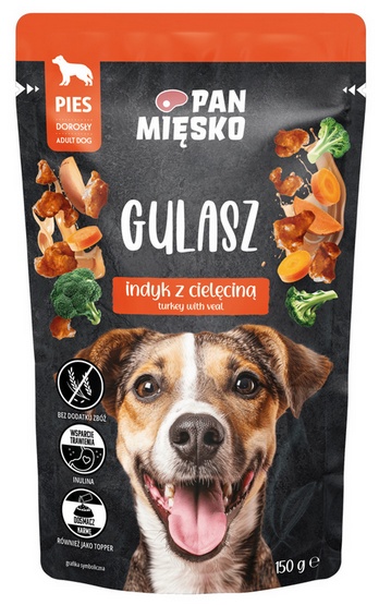Pan Mięsko Karma mokra dla psa - Gulasz indyk z cielęciną saszetka 150g