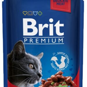 Brit Premium Cat Adult Wołowina + Groszek saszetka 100g