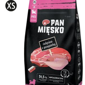 Pan Mięsko Karma sucha dla szczeniąt - cielęcina i przepiórka chrupki XS 3kg