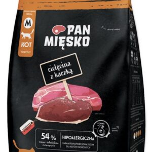 Pan Mięsko Karma sucha dla kota - cielęcina i kaczka chrupki M 400g