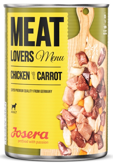 Josera Pies Meat Lovers Menu Kurczak z marchewką puszka 400g