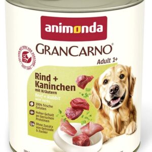 Animonda GranCarno Original Adult Rind Kaninchen Krautern Wołowina + Królik z Ziołami puszka 800g