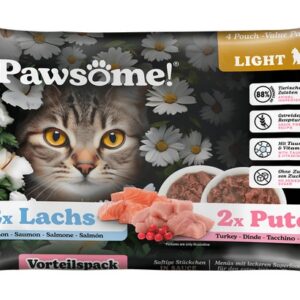 Pawsome Adult Light Lachs/Pute - łosoś/indyk saszetki 4x85g
