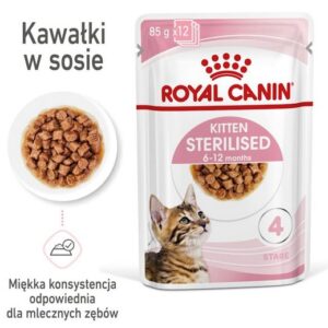 Royal Canin Kitten Sterilised karma mokra w sosie dla kociąt od 6 do 12 miesiąca życia, sterylizowanych saszetka 85g