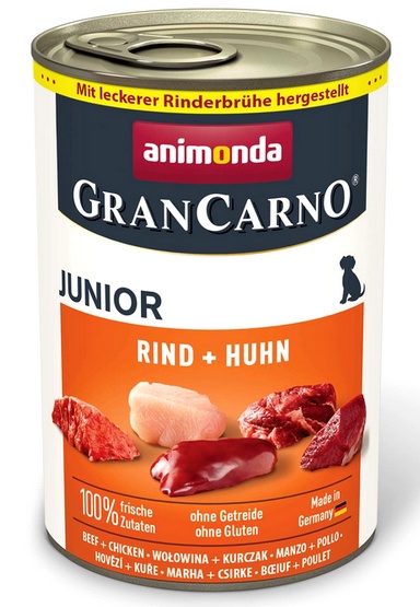 Animonda GranCarno Original Junior Rind Huhn Wołowina + Kurczak puszka 400g - Image 3