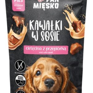 Pan Mięsko Karma mokra dla psa - Puppy cielęcina z przepiórką kawałki w sosie saszetka 150g