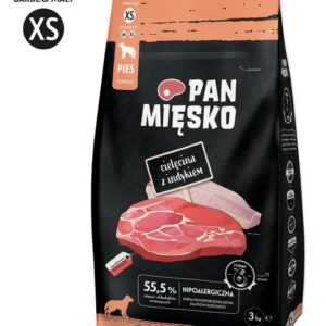 Pan Mięsko Karma sucha dla psa - cielęcina i indyk chrupki XS 3kg