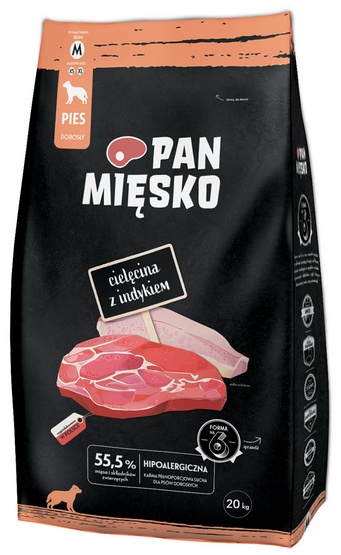 Pan Mięsko Karma sucha dla psa - cielęcina i indyk chrupki M 3kg - Image 2