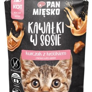 Pan Mięsko Karma mokra dla kota - Kitten kurczak i królik kawałki w sosie saszetka 85g