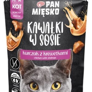 Pan Mięsko Karma mokra dla kota - kurczak i krewetki kawałki w sosie saszetka 85g