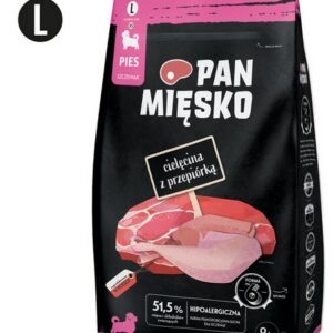 Pan Mięsko Karma sucha dla psa - dla szczeniąt cielęcina i przepiórka chrupki L 9kg