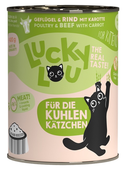 Lucky Lou Lifestage Kitten Drób i wołowina puszka 400g - Image 4