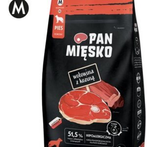 Pan Mięsko Karma sucha dla psa - wołowina i kozina chrupki M 3kg