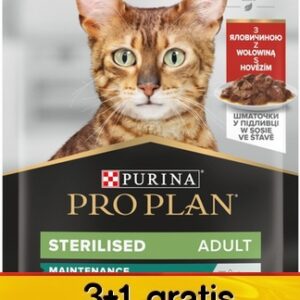 Purina Pro Plan Cat Sterilised wołowina saszetka 4x85g 3+1 gratis