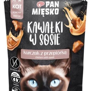 Pan Mięsko Karma mokra dla kota - kurczak i przepiórka kawałki w sosie saszetka 85g