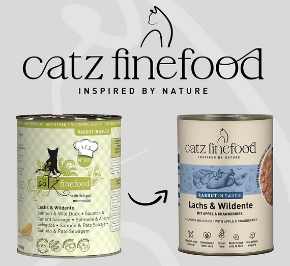 Catz Finefood Ragout in Sauce Łosoś i Dzika Kaczka (N.605) puszka 380g - Image 3