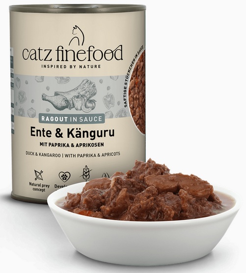 Catz Finefood Ragout in Sauce Kaczka i Kangur (N.607) puszka 380g - Image 2