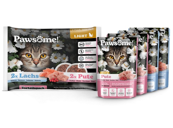 Pawsome Adult Light Lachs/Pute - łosoś/indyk saszetki 4x85g - Image 2
