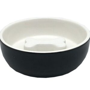 Yarro/Moderna Miska ceramiczna dla psa Slow Food Kostka czarna [Y2762]