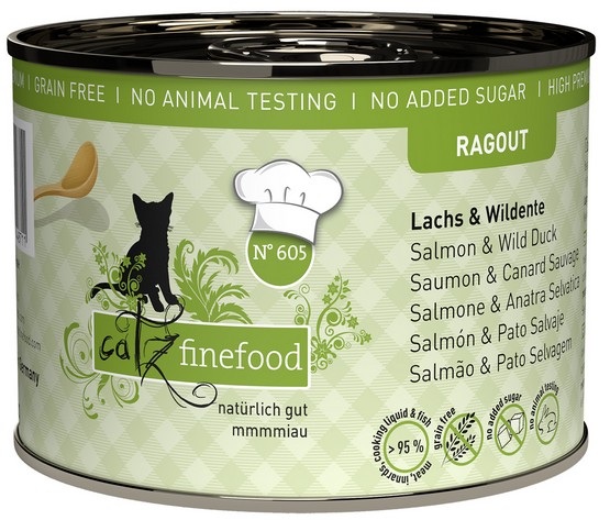 Catz Finefood Ragout in Sauce Łosoś i Dzika Kaczka (N.605) puszka 190g - Image 4