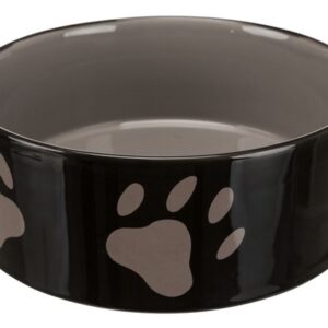 Trixie Miska ceramiczna czarna w szare łapki 1,4L/20cm [TX-24533]
