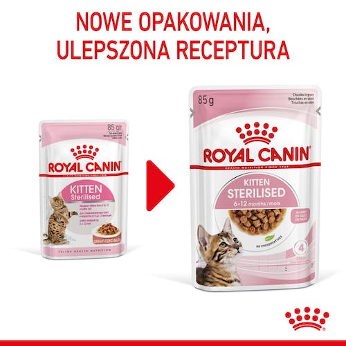 Royal Canin Kitten Sterilised karma mokra w sosie dla kociąt od 6 do 12 miesiąca życia, sterylizowanych saszetka 85g - Image 6