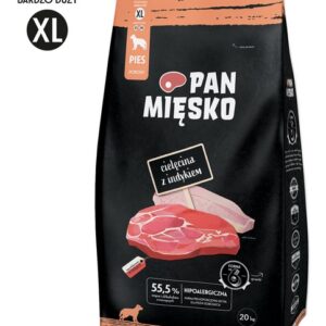 Pan Mięsko Karma sucha dla psa - cielęcina i indyk chrupki XL 20kg