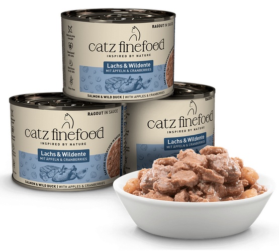 Catz Finefood Ragout in Sauce Łosoś i Dzika Kaczka (N.605) puszka 190g - Image 2