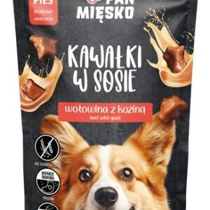 Pan Mięsko Karma mokra dla psa - wołowina z koziną kawałki w sosie saszetka 150g