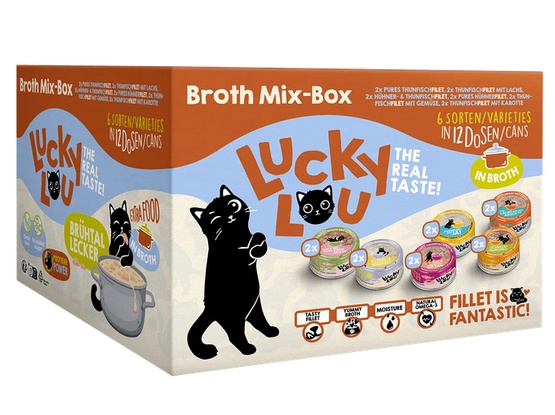 Lucky Lou Extrafood Broth-Mix-Box Multipack w bulionie puszki 12x70g