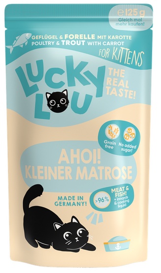 Lucky Lou Lifestage Kitten Drób i pstrąg saszetka 125g - Image 4