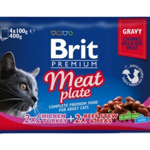 Brit Premium Cat Adult Meat Plate saszetki 4x100g