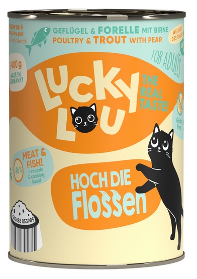 Lucky Lou Lifestage Adult Drób i pstrąg puszka 400g - Image 4