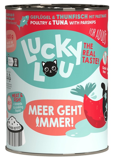 Lucky Lou Lifestage Adult Drób i tuńczyk puszka 400g - Image 4