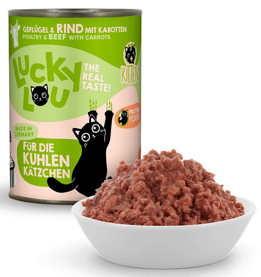 Lucky Lou Lifestage Kitten Drób i wołowina puszka 400g - Image 2