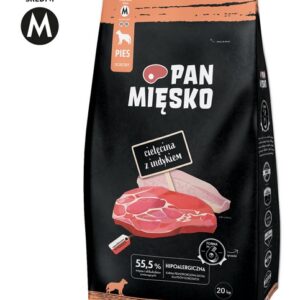 Pan Mięsko Karma sucha dla psa - cielęcina i indyk chrupki M 20kg