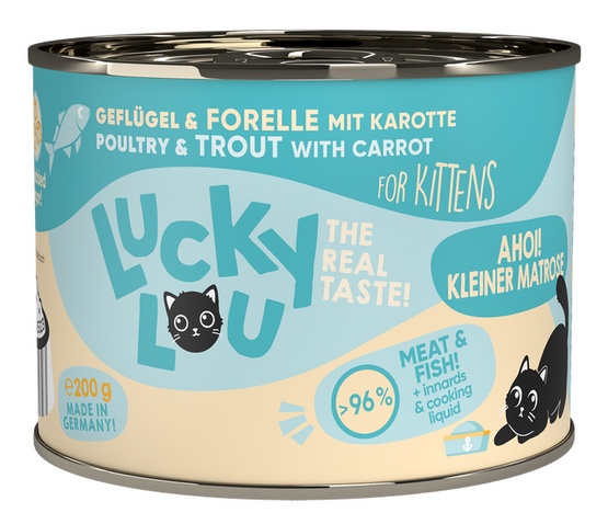 Lucky Lou Lifestage Kitten Drób i pstrąg puszka 200g - Image 2