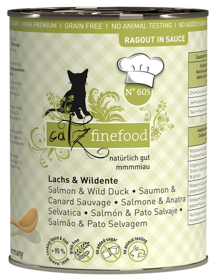 Catz Finefood Ragout in Sauce Łosoś i Dzika Kaczka (N.605) puszka 380g - Image 4