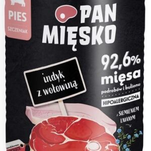 Pan Mięsko Karma mokra dla szczeniąt Indyk z wołowiną puszka 400g